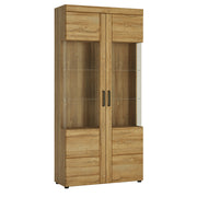 Cortina Tall Wide 2 Door glazed Display Cabinet in Grandson Oak – image 1
