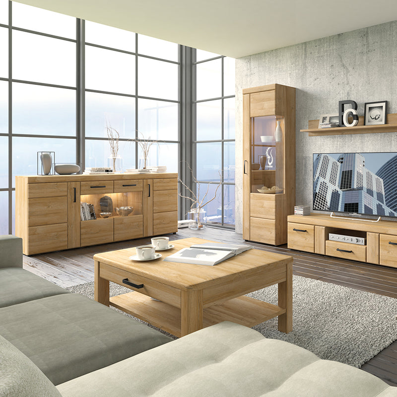 Cortina 4 Door Wide Glazed Sideboard in Grandson Oak – image 3