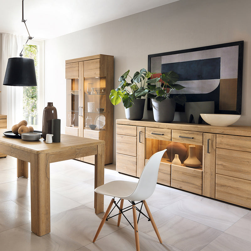 Cortina 4 Door Wide Glazed Sideboard in Grandson Oak – image 4