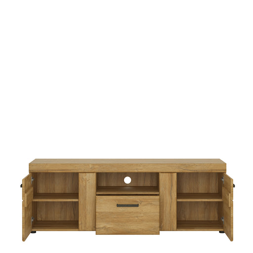 Cortina 2 Door 1 Drawer Tall TV Cabinet in Grandson Oak – image 2