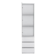 Fribo Tall Narrow 1 Door 3 Drawer Glazed Display Cabinet in White – image 2