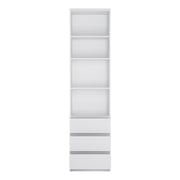 Fribo Tall Narrow 3 Drawer Bookcase in White – image 2