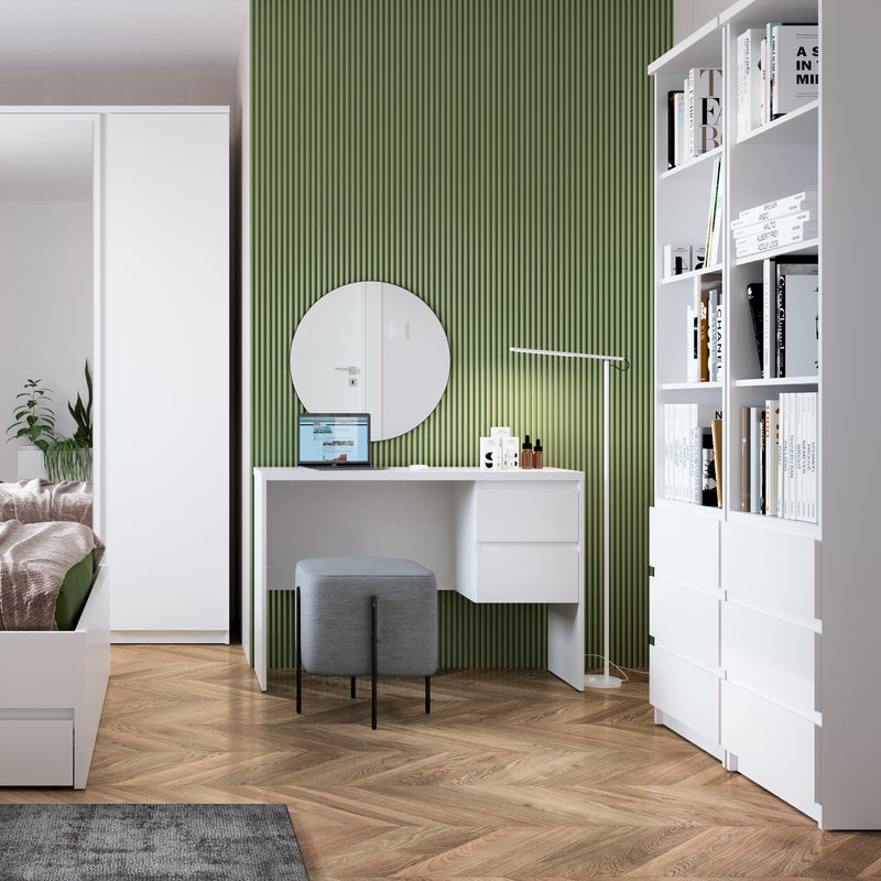Fribo Tall Narrow 3 Drawer Bookcase in White – image 3
