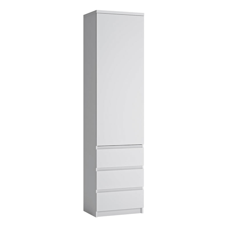 Fribo Tall Narrow 1 Door 3 Drawer Cupboard – White – image 1