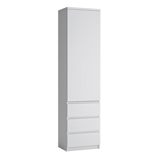 Fribo Tall Narrow 1 Door 3 Drawer Cupboard – White – image 1