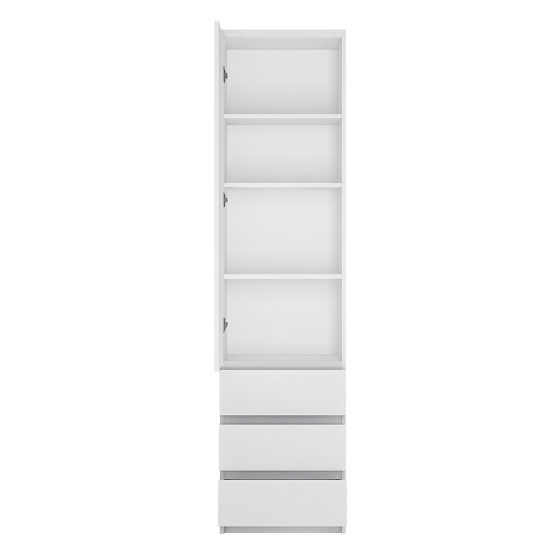 Fribo Tall Narrow 1 Door 3 Drawer Cupboard – White – image 2