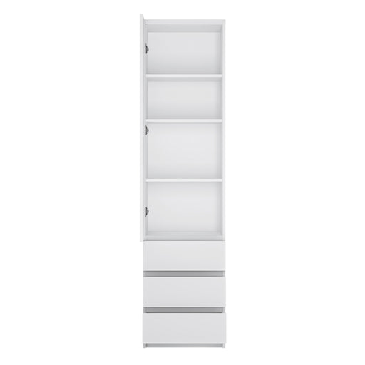 Fribo Tall Narrow 1 Door 3 Drawer Cupboard – White – image 2