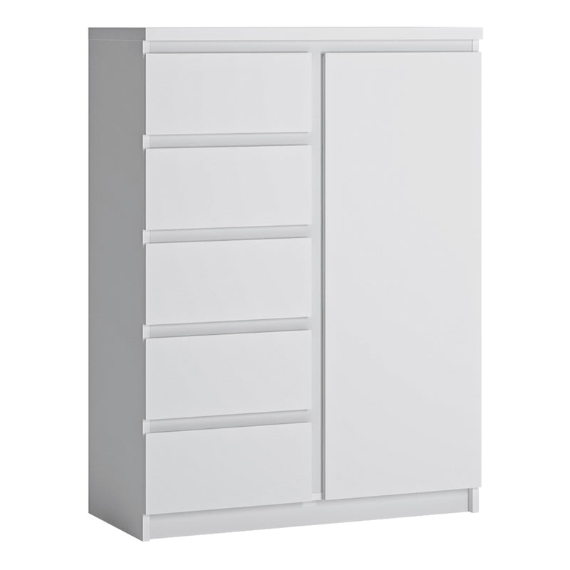 Fribo 1 Door 5 Drawer Cabinet – White – image 1