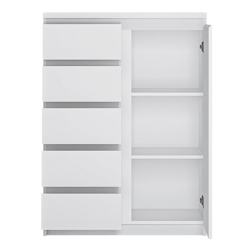 Fribo 1 Door 5 Drawer Cabinet – White – image 2