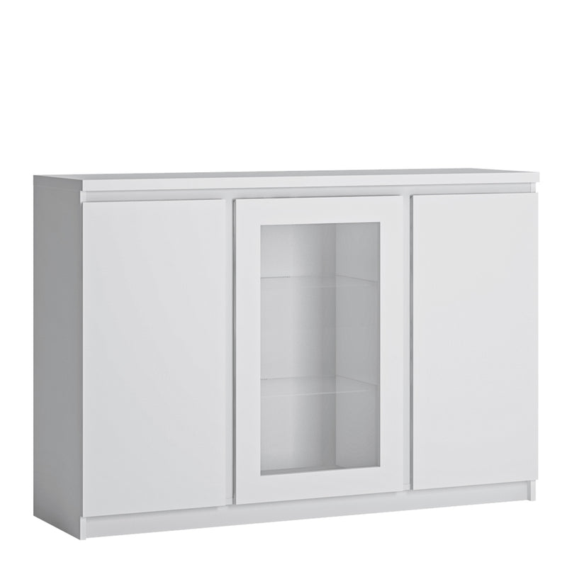 Fribo 3 Door Sideboard (Glazed Centre) in White – image 1