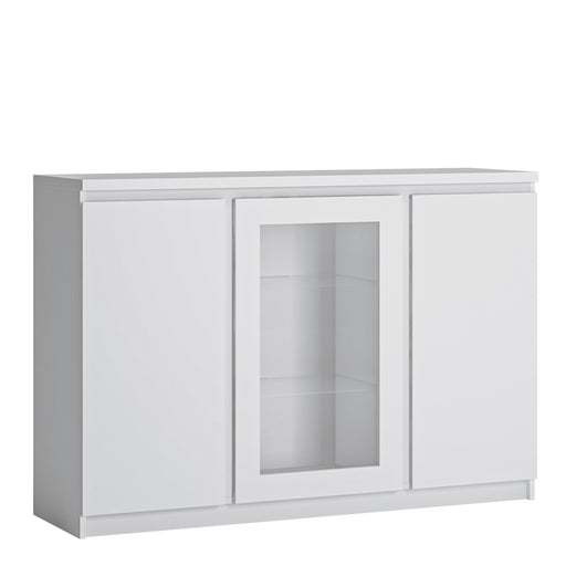 Fribo 3 Door Sideboard (Glazed Centre) in White – image 1