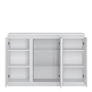 Fribo 3 Door Sideboard (Glazed Centre) in White – image 2