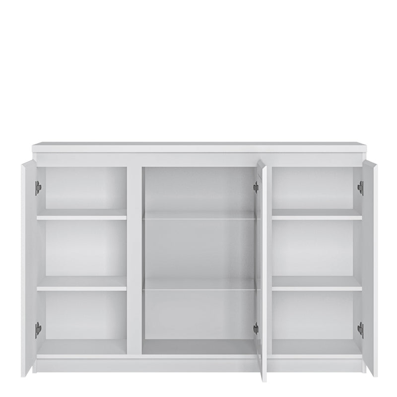 Fribo 3 Door Sideboard (Glazed Centre) in White – image 2