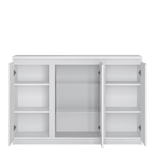 Fribo 3 Door Sideboard (Glazed Centre) in White – image 2