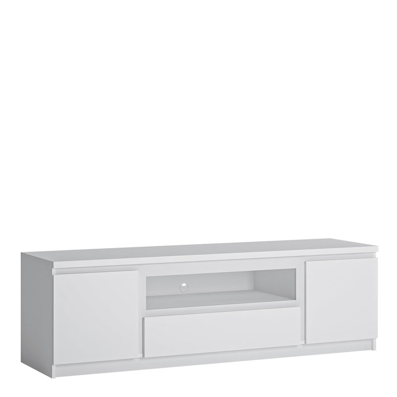 Fribo 2 Door 1 Drawer Wide TV Cabinet – White – image 1