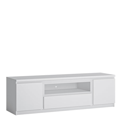 Fribo 2 Door 1 Drawer Wide TV Cabinet – White – image 1