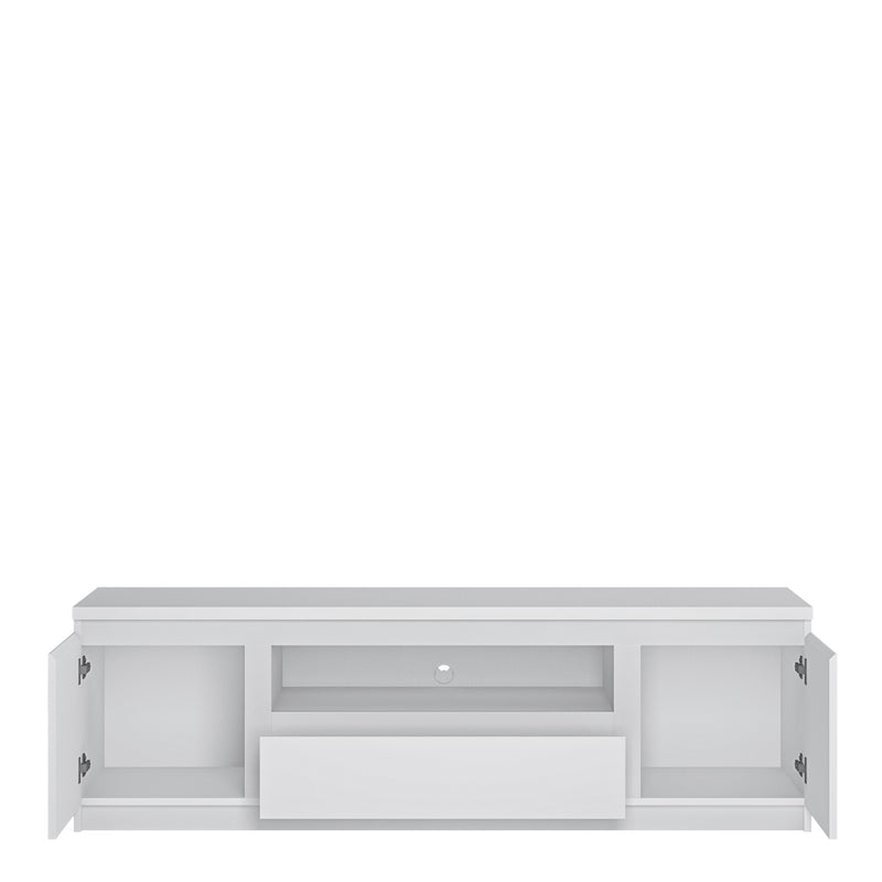 Fribo 2 Door 1 Drawer Wide TV Cabinet – White – image 2