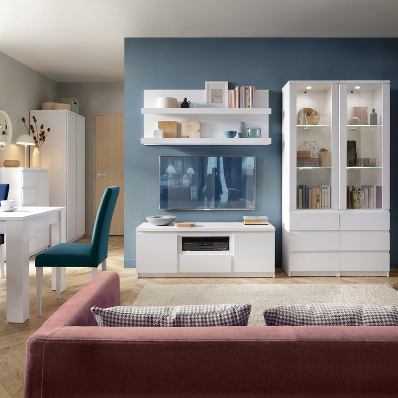 Fribo 2 Door 1 Drawer wide TV Cabinet – White – image 3