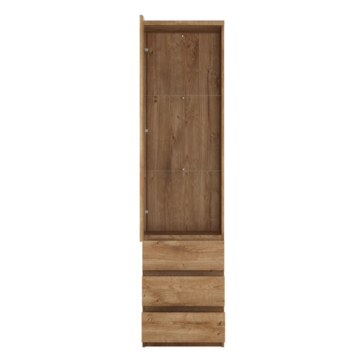 Fribo Tall Narrow 1 Door 3 Drawer Glazed Display Cabinet in Oak – image 2