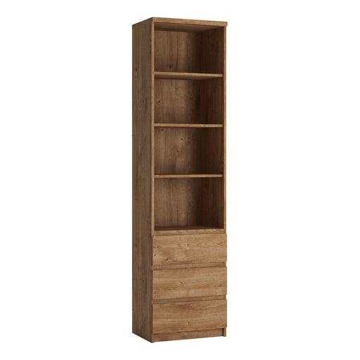Fribo Tall Narrow 3 Drawer Bookcase in Oak – image 1