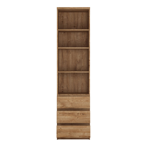 Fribo Tall Narrow 3 Drawer Bookcase in Oak – image 2