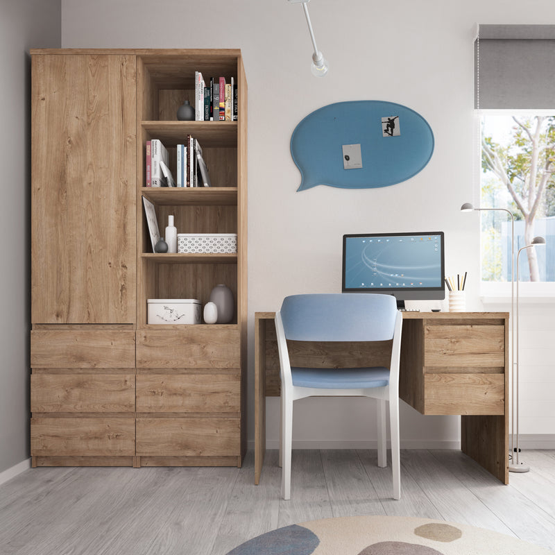 Fribo Tall Narrow 3 Drawer Bookcase in Oak – image 5