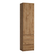 Fribo Tall Narrow 1 Door 3 Drawer Cupboard – Oak – image 1