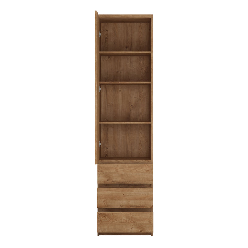 Fribo Tall Narrow 1 Door 3 Drawer Cupboard – Oak – image 2