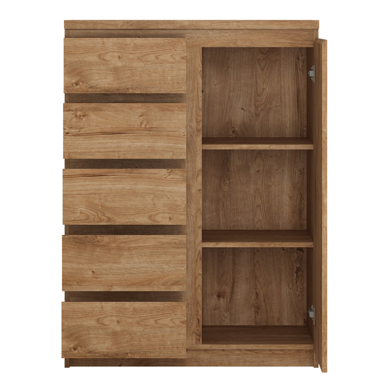 Fribo 1 Door 5 Drawer Cabinet – Oak – image 2