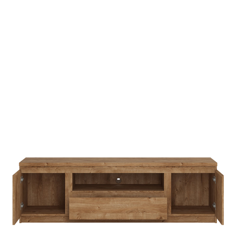 Fribo 2 Door 1 Drawer Wide TV Cabinet – Oak – image 2