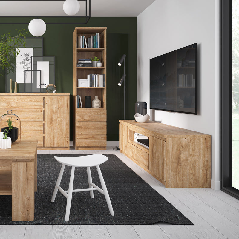 Fribo 2 Door 1 Drawer wide TV Cabinet – Oak – image 3