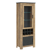 Rapallo 2 Door Display Cabinet with Wine Rack in Chestnut and Matera Grey – image 1