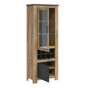 Rapallo 2 Door Display Cabinet with Wine Rack in Chestnut and Matera Grey – image 2