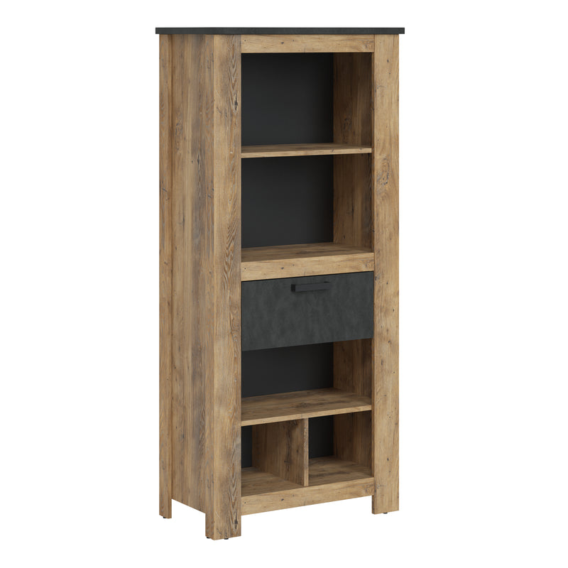 Rapallo 1 Drawer Bookcase in Chestnut and Matera Grey – image 1