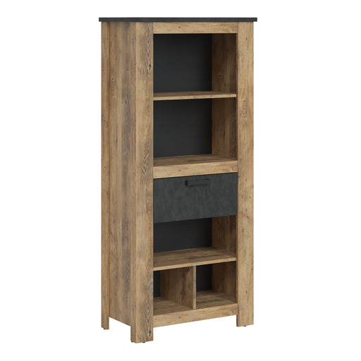 Rapallo 1 Drawer Bookcase in Chestnut and Matera Grey – image 1