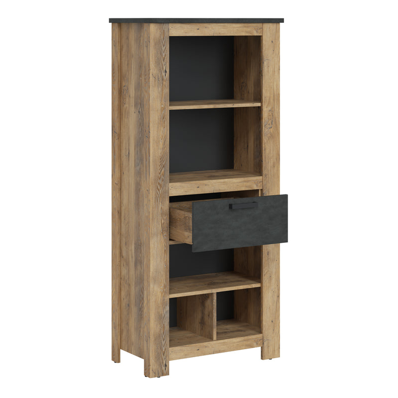 Rapallo 1 Drawer Bookcase in Chestnut and Matera Grey – image 2