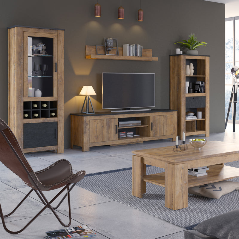 Rapallo 1 Drawer Bookcase in Chestnut and Matera Grey – image 3