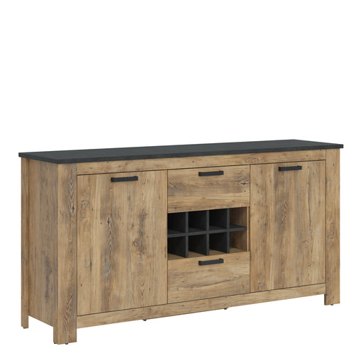 Rapallo 2 Door 2 Drawer Sideboard with Wine Rack in Chestnut and Matera Grey – image 1