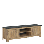 Rapallo 2 Door 189cm wide TV Cabinet in Chestnut and Matera Grey – image 1