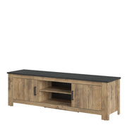 Rapallo 2 Door 189cm wide TV Cabinet in Chestnut and Matera Grey – image 2