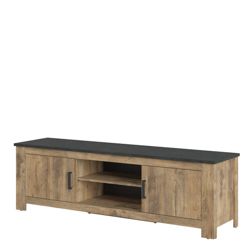 Rapallo 2 Door 189cm wide TV Cabinet in Chestnut and Matera Grey – image 2