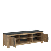 Rapallo 2 Door 189cm wide TV Cabinet in Chestnut and Matera Grey – image 3