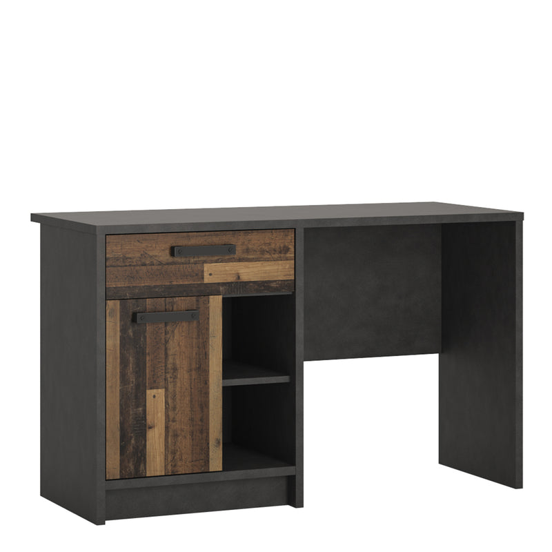 Brooklyn Desk with 1 Door and 1 Drawer in Walnut and Dark Matera Grey – image 1