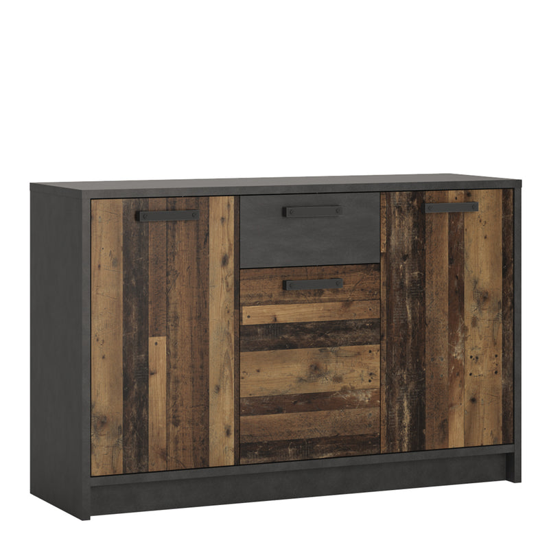 Brooklyn Cabinet with 3 Doors and 1 Drawer in Walnut and Dark Matera Grey – image 1