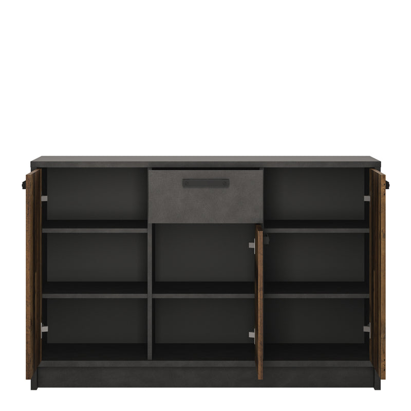 Brooklyn Cabinet with 3 Doors and 1 Drawer in Walnut and Dark Matera Grey – image 2