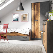 Brooklyn Cabinet with 3 Doors and 1 Drawer in Walnut and Dark Matera Grey – image 3