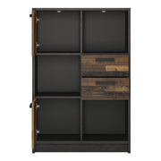 Brooklyn Low Bookcase with 2 Doors and 2 Drawers in Walnut and Dark Matera Grey – image 2