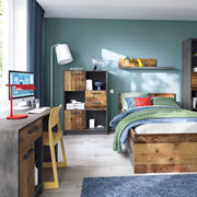 Brooklyn Low Bookcase with 2 Doors and 2 Drawers in Walnut and Dark Matera Grey – image 3