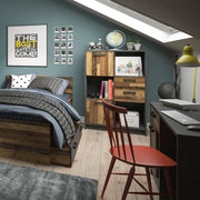 Brooklyn Low Bookcase with 2 Doors and 2 Drawers in Walnut and Dark Matera Grey – image 4