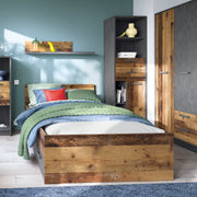 Brooklyn 2 Door Wardrobe with 2 Drawers in Walnut and Dark Matera Grey – image 3